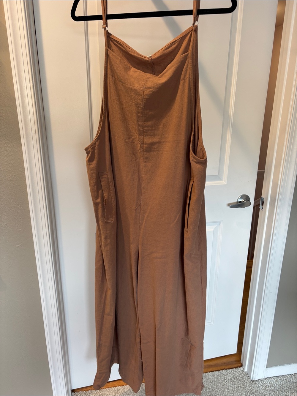 Rust Brown Cotton Wide Leg Jumpsuit